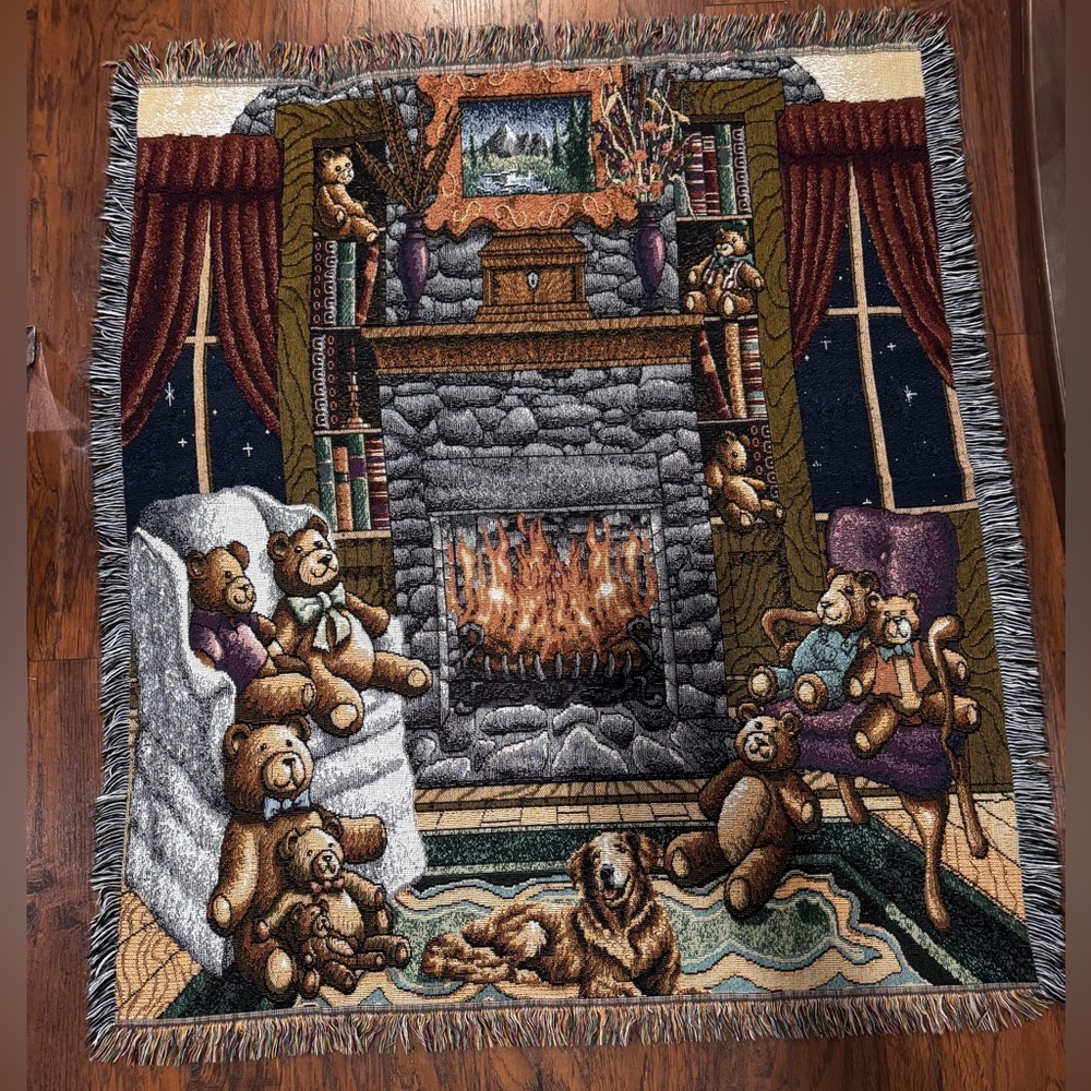 Cottage Bear Fringe Woven Throw Afghan Blanket Wall
Hanging